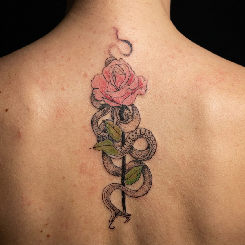 download (32) Tatouage serpent et rose femme